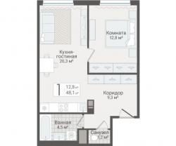 1-к квартира, Руднева ул., строение 1, 15 за 13 600 тыс.р.