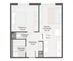 1-к квартира, Руднева ул., строение 1, 15 за 13 100 тыс.р.