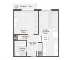 1-к квартира, Руднева ул., строение 1, 15 за 13 700 тыс.р.