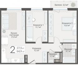 2-к квартира, Руднева ул., строение 1, 15 за 18 700 тыс.р.
