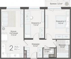 2-к квартира, Руднева ул., строение 1, 15 за 18 250 тыс.р.