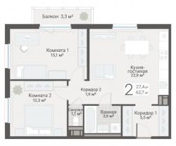 2-к квартира, Руднева ул., строение 1, 15 за 18 250 тыс.р.