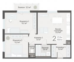 2-к квартира, Руднева ул., строение 1, 15 за 18 350 тыс.р.
