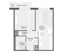 1-к квартира, Руднева ул., строение 1, 15 за 13 650 тыс.р.