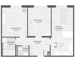 2-к квартира, Руднева ул., строение 1, 15 за 18 200 тыс.р.