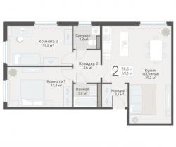 2-к квартира, Руднева ул., строение 1, 15 за 19 200 тыс.р.