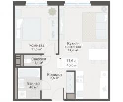 1-к квартира, Руднева ул., строение 1, 15 за 14 500 тыс.р.