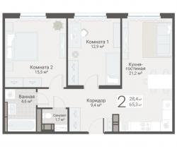 2-к квартира, Руднева ул., строение 1, 15 за 18 250 тыс.р.