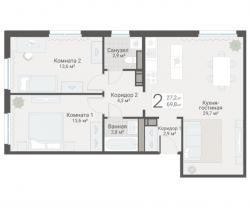 2-к квартира, Руднева ул., строение 1, 15 за 19 600 тыс.р.