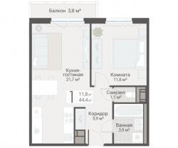 1-к квартира, Руднева ул., строение 1, 15 за 14 300 тыс.р.