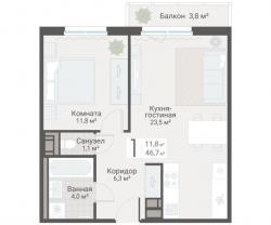 1-к квартира, Руднева ул., строение 1, 15 за 14 850 тыс.р.