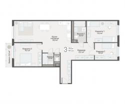 3-к квартира, Руднева ул., строение 1, 15 за 25 300 тыс.р.