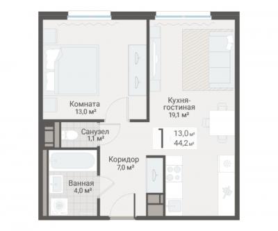 1-к квартира, Руднева ул., строение 1, 15 за 13 100 тыс.р.