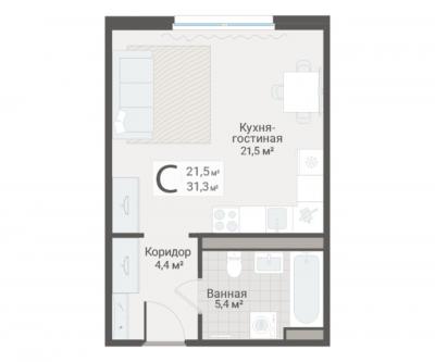 Студия, Руднева ул., строение 1, 15 за 9 600 тыс.р.