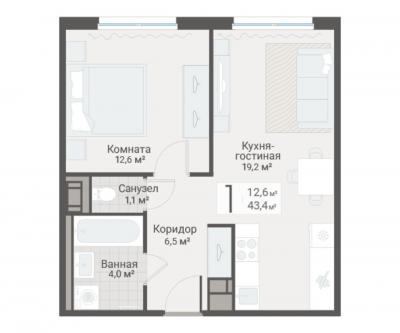 1-к квартира, Руднева ул., строение 1, 15 за 12 900 тыс.р.