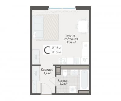 Студия, Руднева ул., строение 1, 15 за 9 700 тыс.р.