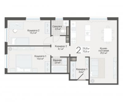 2-к квартира, Руднева ул., строение 1, 15 за 19 150 тыс.р.