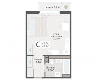 Студия, Руднева ул., строение 1, 15 за 10 250 тыс.р.