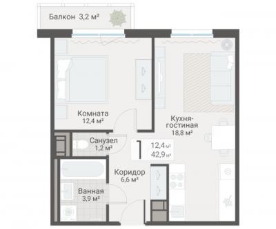 1-к квартира, Руднева ул., строение 1, 15 за 13 200 тыс.р.