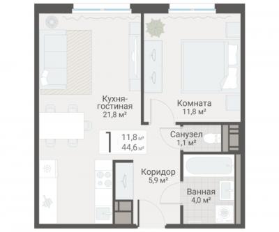 1-к квартира, Руднева ул., строение 1, 15 за 14 100 тыс.р.