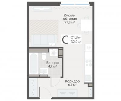 Студия, Руднева ул., строение 1, 15 за 10 400 тыс.р.