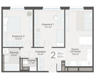 2-к квартира, Руднева ул., строение 1, 15 за 17 950 тыс.р.