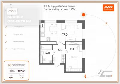 1-к квартира, Тосина ул., строение 1, 3к1 за 15 400 тыс. руб.
