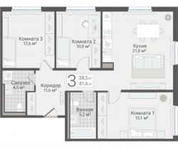 3-к квартира, Руднева ул., строение 1, 15 за 21 000 тыс.р.