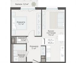 1-к квартира, Руднева ул., строение 1, 15 за 14 150 тыс.р.