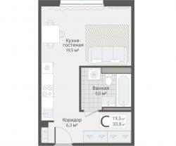Студия, Руднева ул., строение 1, 15 за 9 600 тыс.р.