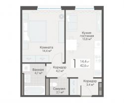 1-к квартира, Руднева ул., строение 1, 15 за 12 600 тыс.р.