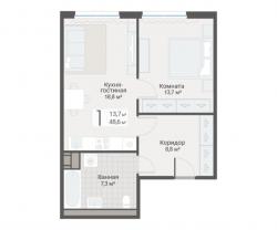 1-к квартира, Руднева ул., строение 1, 15 за 13 900 тыс.р.