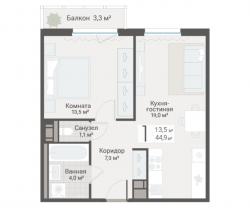 1-к квартира, Руднева ул., строение 1, 15 за 13 850 тыс.р.