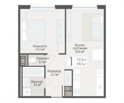 1-к квартира, Руднева ул., строение 1, 15 за 13 650 тыс.р.