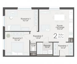 2-к квартира, Руднева ул., строение 1, 15 за 17 850 тыс.р.