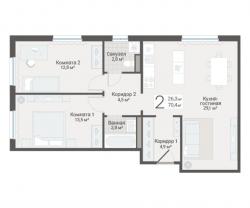 2-к квартира, Руднева ул., строение 1, 15 за 19 050 тыс.р.