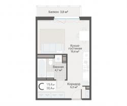 Студия, Руднева ул., строение 1, 15 за 9 900 тыс.р.