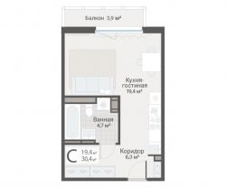 Студия, Руднева ул., строение 1, 15 за 9 900 тыс.р.