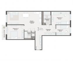 3-к квартира, Руднева ул., строение 1, 15 за 24 200 тыс.р.