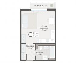 Студия, Руднева ул., строение 1, 15 за 10 200 тыс.р.