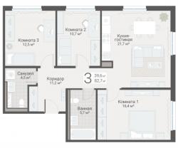 3-к квартира, Руднева ул., строение 1, 15 за 21 200 тыс.р.