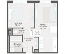 1-к квартира, Руднева ул., строение 1, 15 за 13 600 тыс.р.