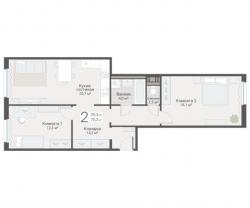 2-к квартира, Руднева ул., строение 1, 15 за 18 900 тыс.р.