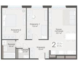 2-к квартира, Руднева ул., строение 1, 15 за 18 750 тыс.р.