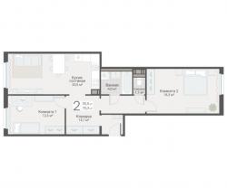 2-к квартира, Руднева ул., строение 1, 15 за 19 200 тыс.р.