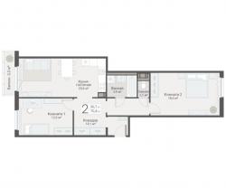 2-к квартира, Руднева ул., строение 1, 15 за 20 100 тыс.р.
