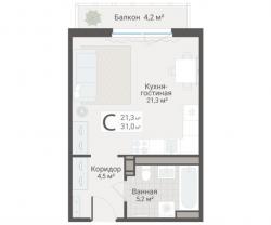 Студия, Руднева ул., строение 1, 15 за 9 950 тыс.р.