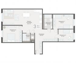 3-к квартира, Руднева ул., строение 1, 15 за 24 700 тыс.р.