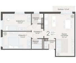 2-к квартира, Руднева ул., строение 1, 15 за 20 200 тыс.р.