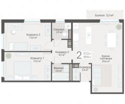2-к квартира, Руднева ул., строение 1, 15 за 20 500 тыс.р.
